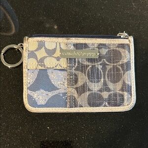 Coach Blue and Gray Card Holder Purse Wallet